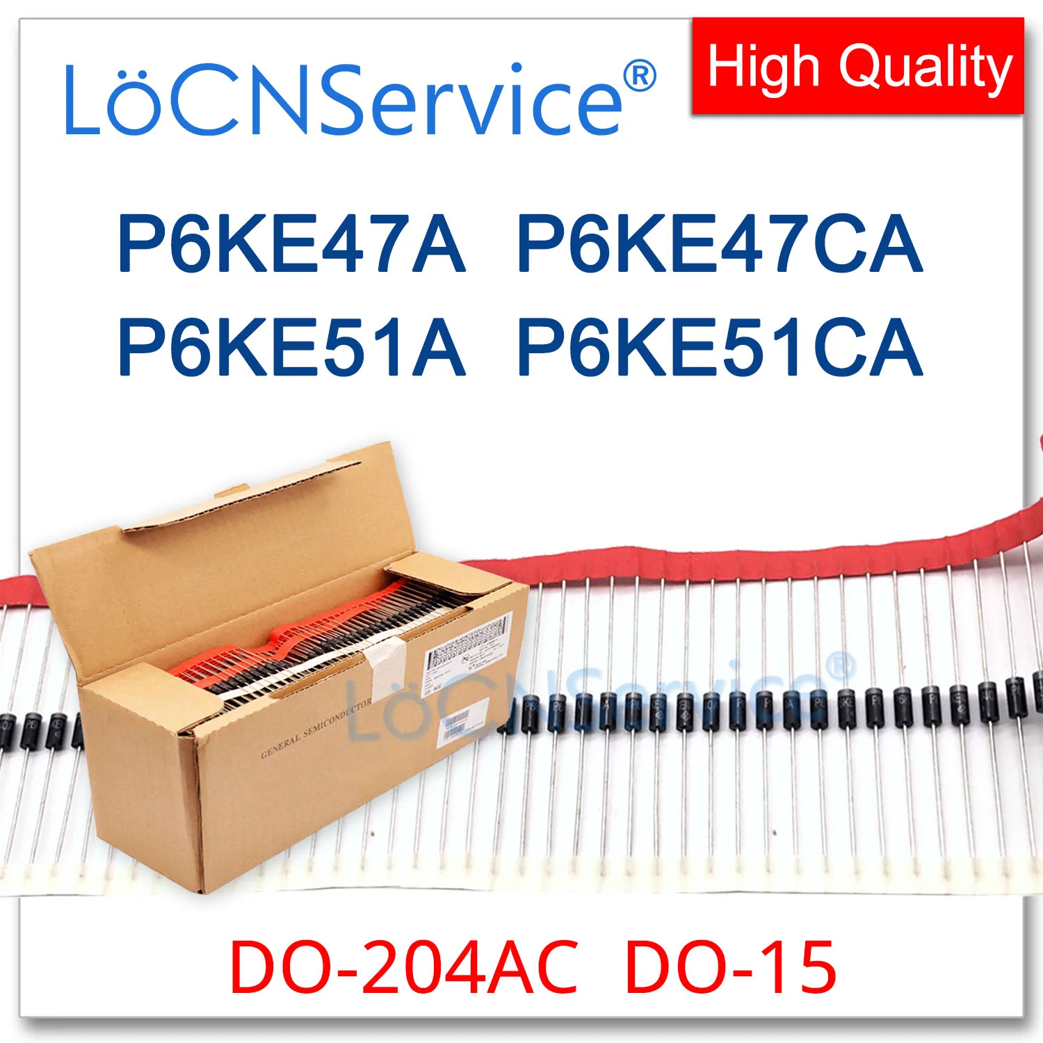 

LoCNService 500 шт. 2000 шт. DO-204AC DO-15 P6KE47 P6KE47A P6KE47CA P6KE51 P6KE51A P6KE51CA P6KE TVS Диод Высокое качество TVS