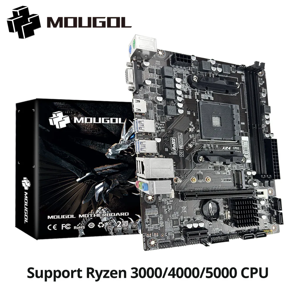 

MOUGOL AMD A520M Motherboard AM4 M-ATX Support Ryzen 3000/4000/5000 Series CPU Dual Channel DDR4 RAM PCI-E 3.0 X16 USB3.0 NVME