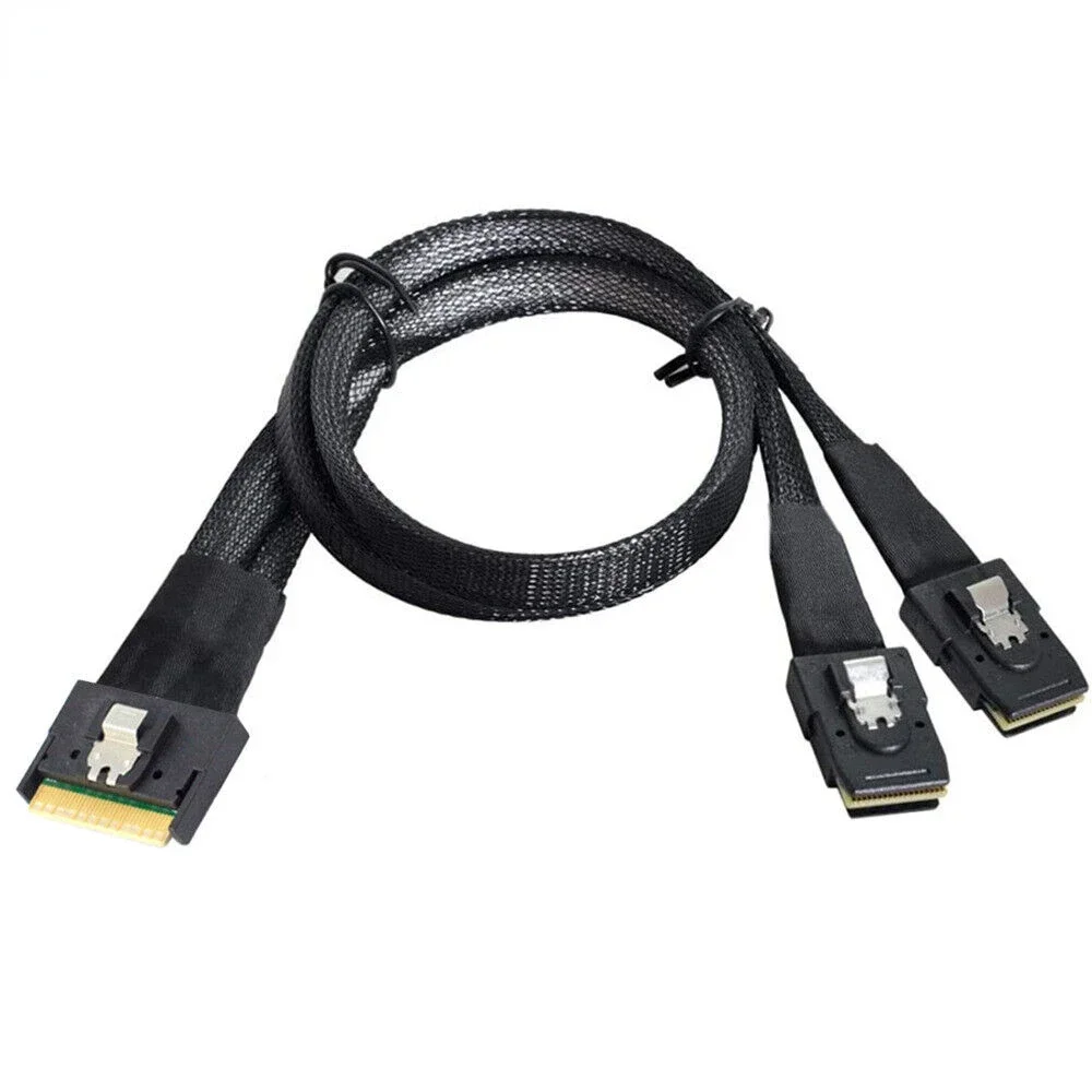 Langlebiges SlimSAS SFF-8654 8I 74P auf 2 Ports SAS SFF-8087 Server-Verbindungskabel