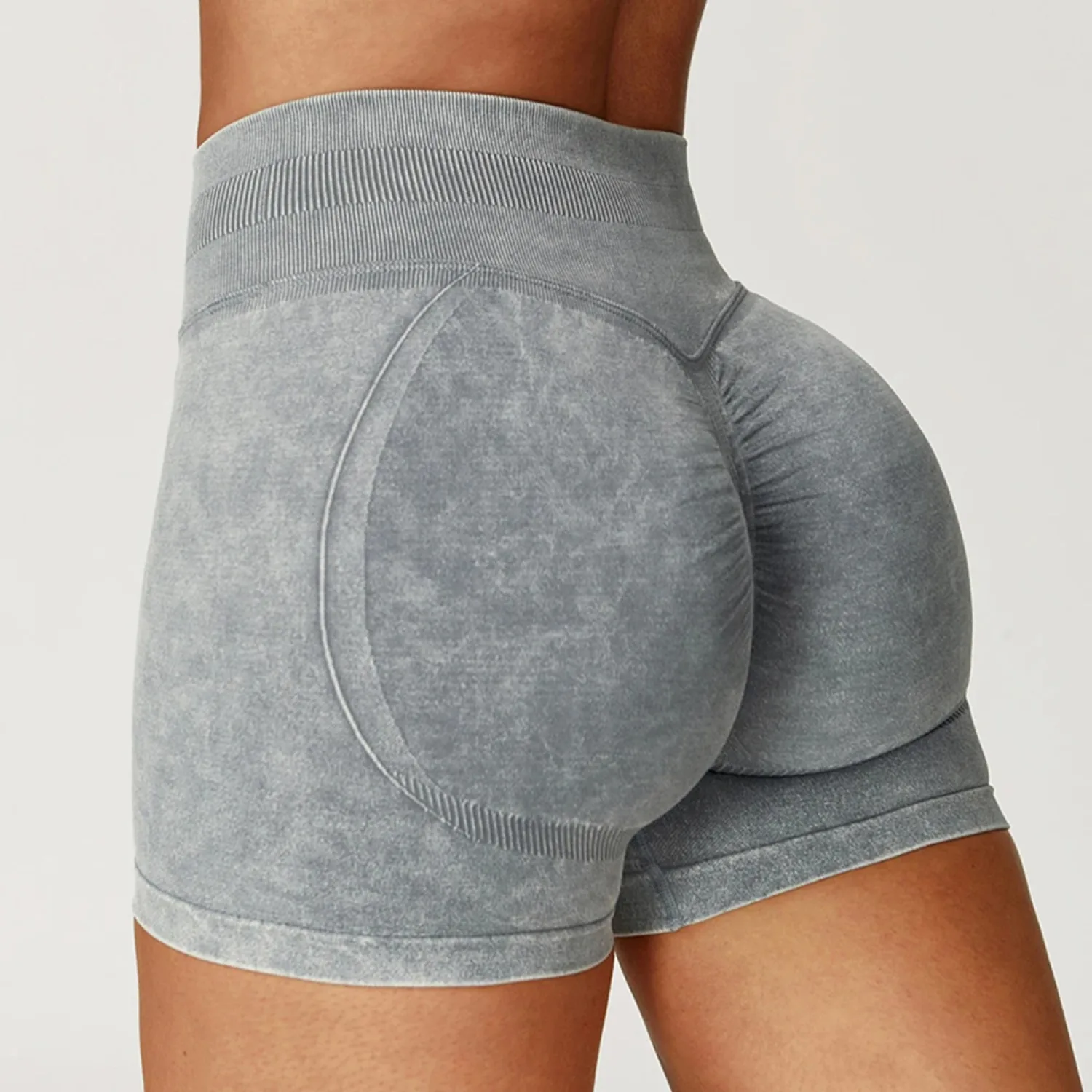 Calções de yoga de ginásio feminino sem costura cintura alta e levantamento de quadril apertado malha esportes shorts exercício e fitness yoga leggings