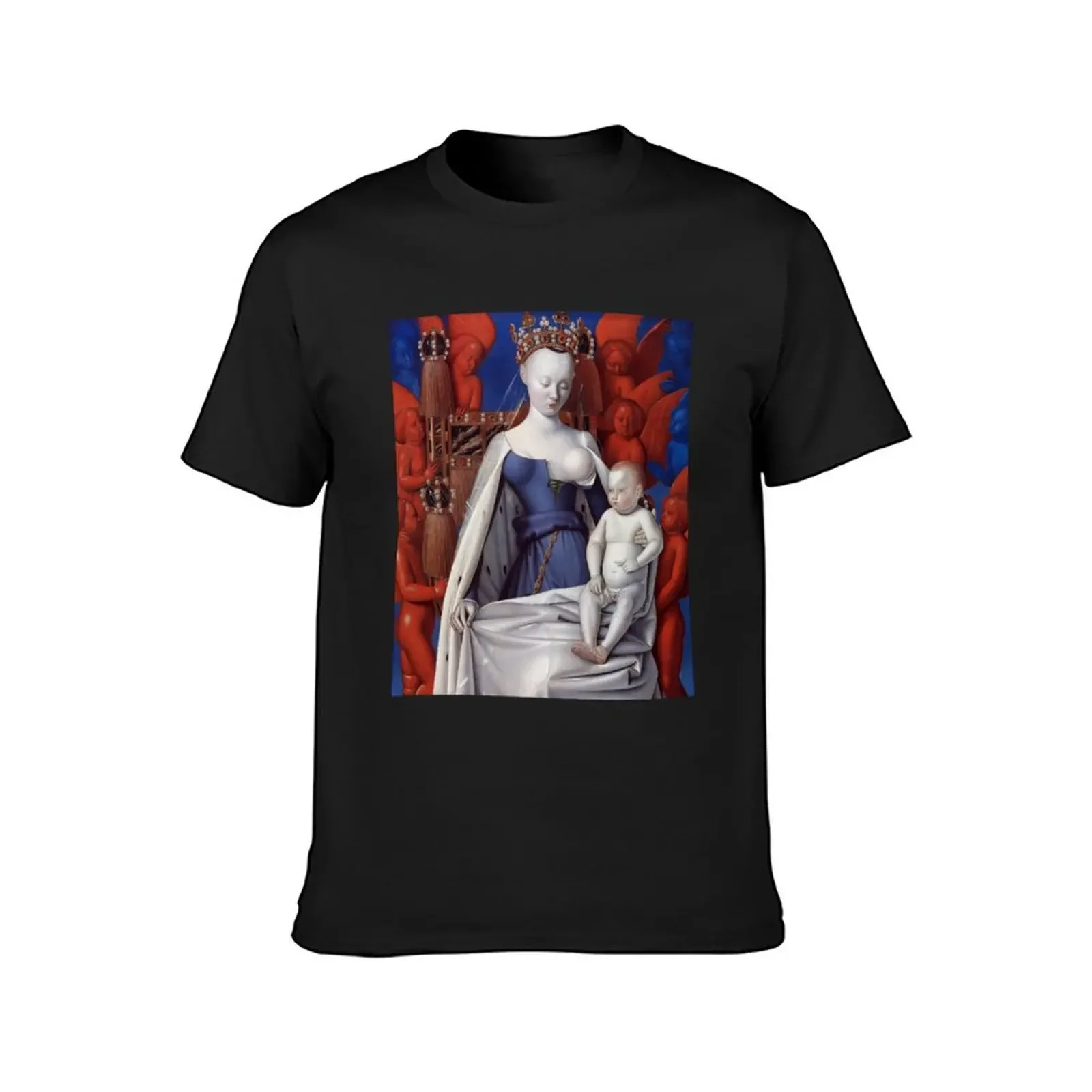 Fouquet's Madonna - Enhanced Color - Goth - Gothic The Virgin and Child with Angels Oil Painting Virgin Mary Cla T-Shirt