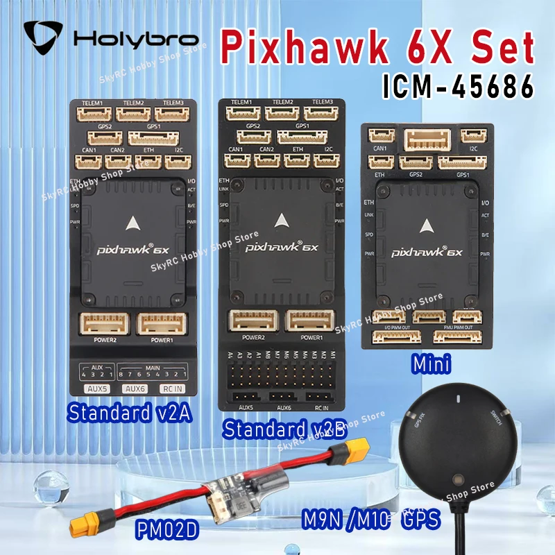 HolyBro Pixhawk 6X ICM-45686 Flight Controller Triple IMU Redundancy Standard/Mini Set M9N/M10 GPS RC FPV Multirotor