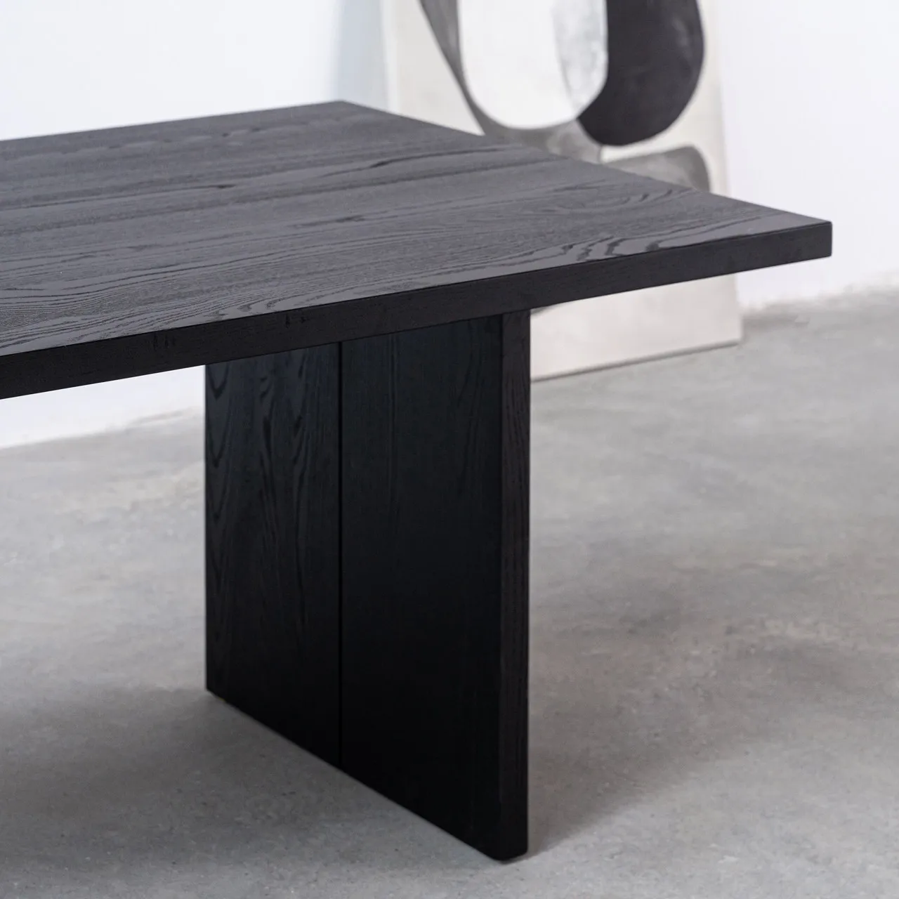Wabi Sandy Wind Solid Wood Black Table Simple Log Carbonized Homestay Reception Tea Table Conference Reception Living Room Table