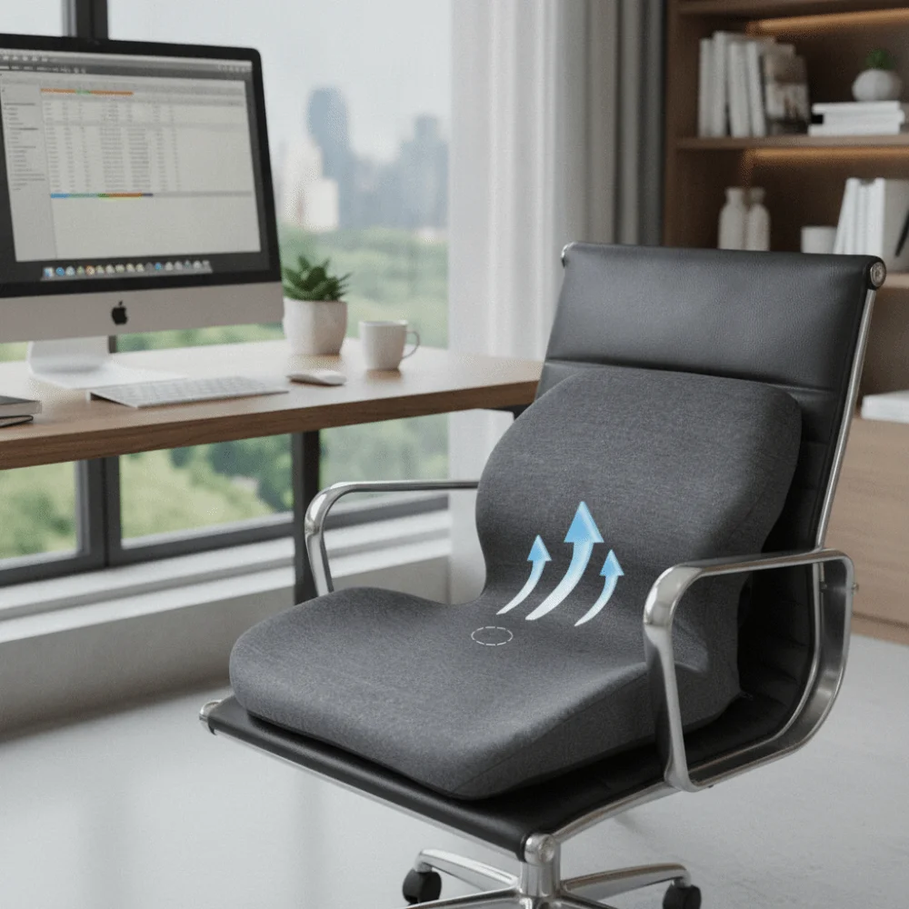 Ergonomic Seat Cushion Non-Slip One-Piece Design Lumbar Support Cushion Long Drive Orthopedic Seat Pillow Waist Protection