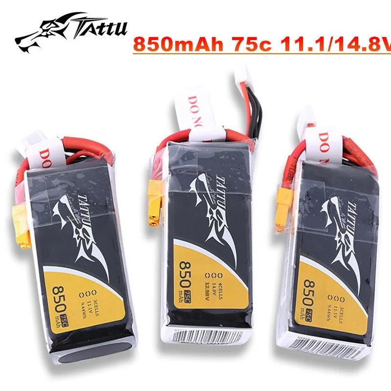 

3Pcs TATTU 11.1/14.8V 850mAh 75C LiPo Battery For RC Helicopter Quadcopter FPV Racing Drone Parts With XT30/XT60 3/4S BATTERY