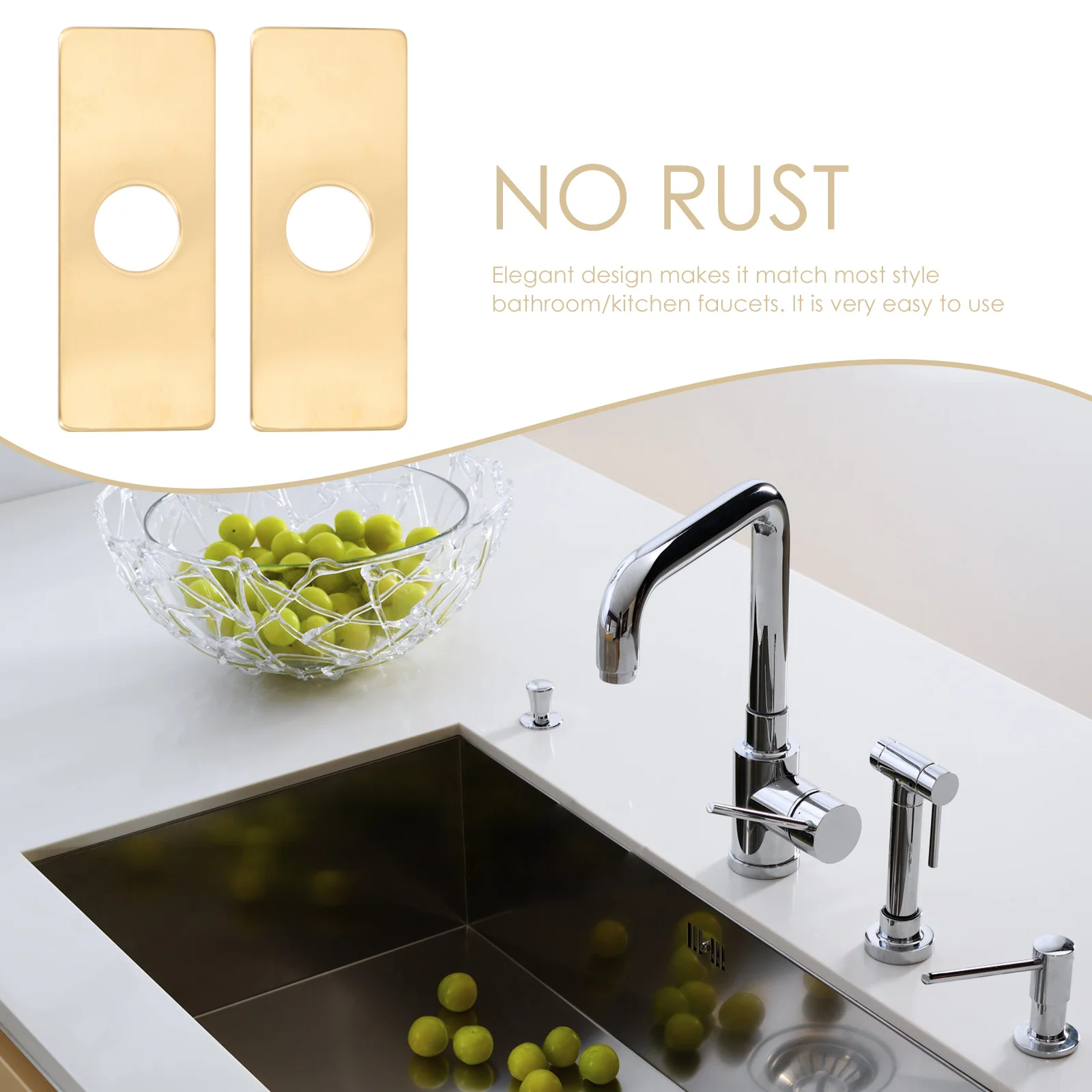 

2Pcs Faucet Hole Cover Stainless Steel Deck Plate Kitchen Sink Hole Cover Bathroom Faucet Accessory Rust Proof Sink Plate