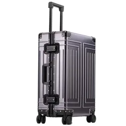 KLQDZMS High Quality Suitcase All Aluminum Magnesium Alloy Boarding Box Business Trolley Case 20