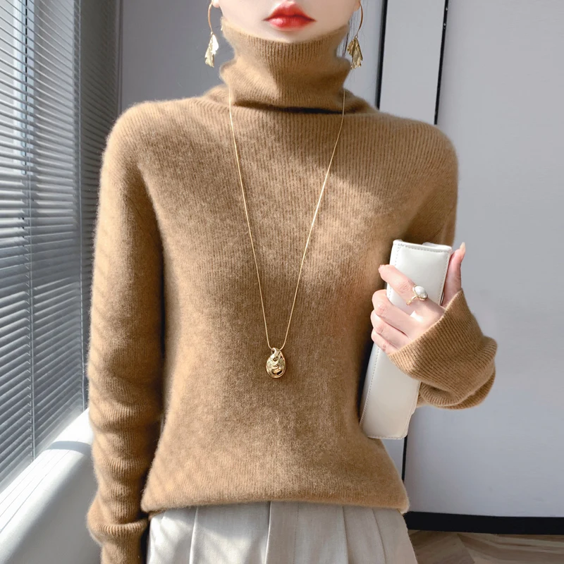 2024 New Autumn Winter Cashmere Sweater Women turtleneck  Pullover Casual Cashmere Sweater Women