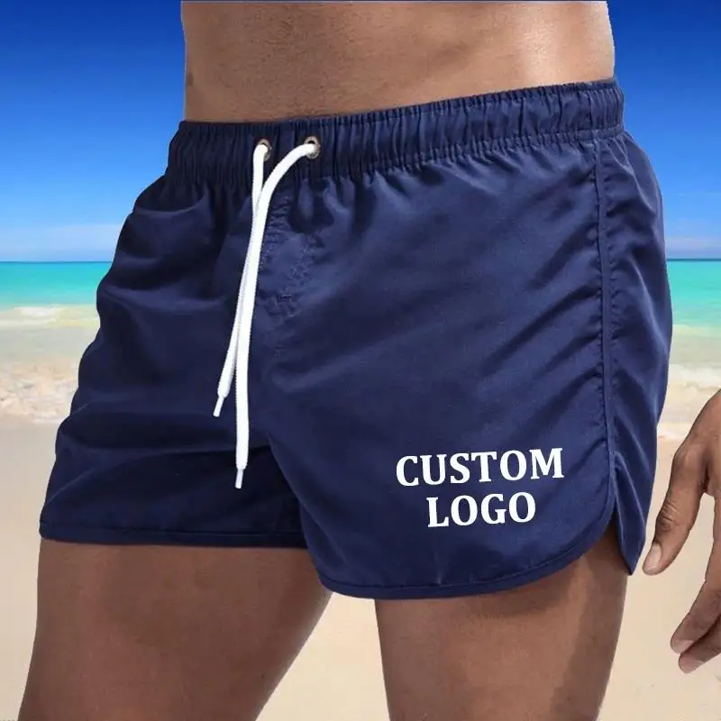 Custom Your Logo Summer Swimwear Men Swimsuit Boy Swim Suits Boxer Beach Shorts Trunks Swimming Surf Banadores Mayo Sungas