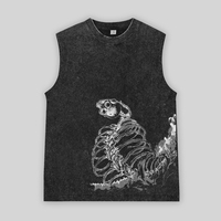 Attack on Titan Anime Acid Washed Printed Vest 100% Cotton Streetwear Tops Vintage Manga Fashion Oversized Vest for Men Unisex