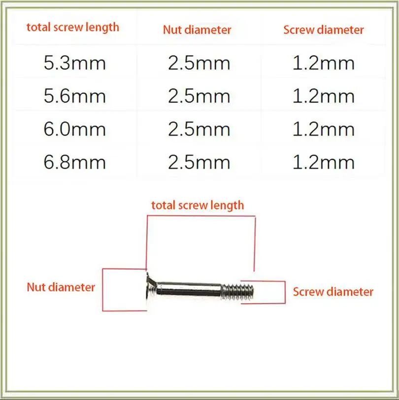 Watch Accessories Are Suitable For Hublot Bigbang Instead Of H-type Stainless Steel Small Screws 5.3 5.6 6.0 6.8
