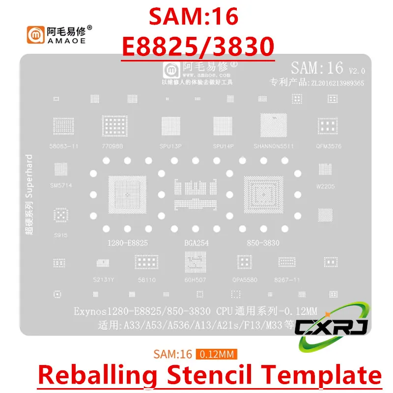 BGA Reballing Stencil For Samsung A33 A53 A536 A13 A21S F13 M33 Exynos1280 E8825 Exynos850 3830 CPU RAM EMMC DDR RF Power IC