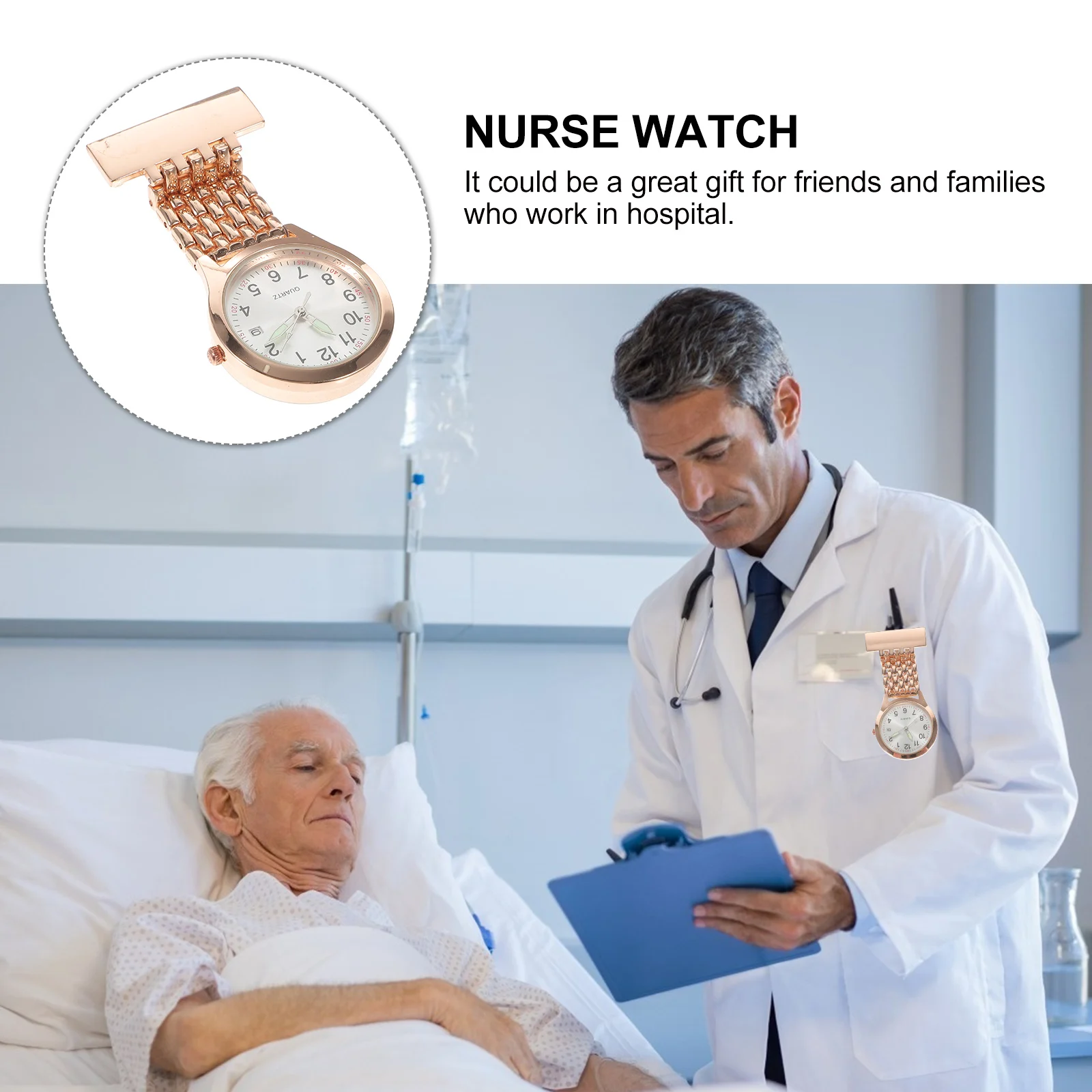 

Digital Display Nurse Watch Portable Hanging Pocket Watch for Doctors Alloy Durable Precise Time Electronic Supply