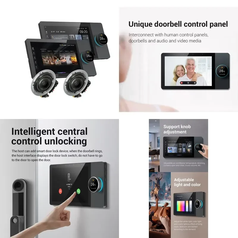 8-Inch WiFi Zigbee Touch Screen Smart Controller Android OS Curtain Music Host Wall Central Control Panel for Smart Home