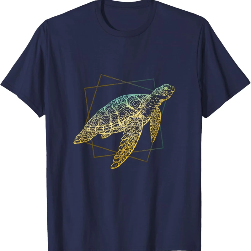 Ocean Animal Sea Creature Turtle Unisex High Quality Cotton T-Shirt Crewneck Regular Short Sleeve Casual Printed T-shirt Tops