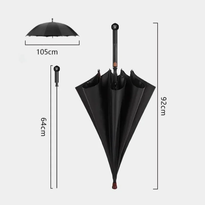 Portable Umbrella Long Handle Umbrellas Reinforced Parasol Uv Blocking Wind Resistant Self-defense Stick Women Home Rain Gear