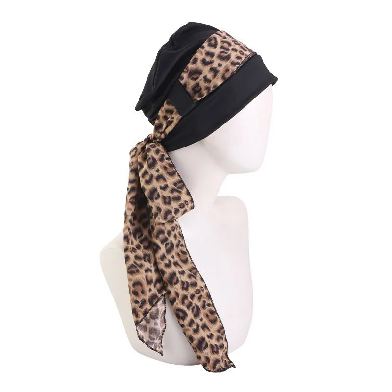 Neue zweiteilige muslimische Stretch-Turbane für Frauen, vorgebundene Kopftücher, Bandanas, Kopftuch für Krebspatienten und Haarausfall, Kopfwickel, Stretch-Hijabs – Detail 9