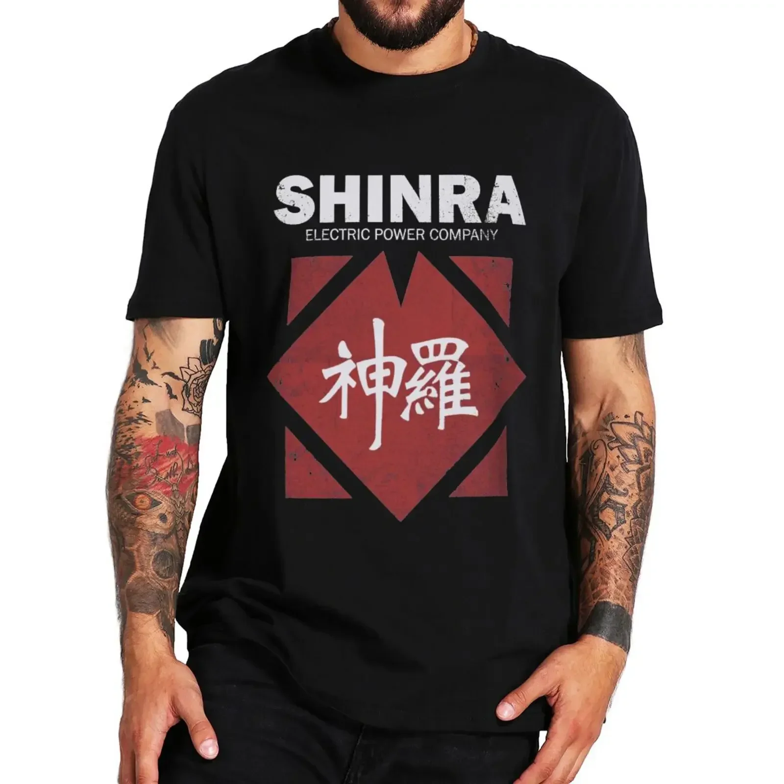 T-shirt 100% Cotton Short Sleeve Shinra Electric Power Company T Shirt Final Fantasy 7 Sephiroth Soldier Materia Tifa Video Game