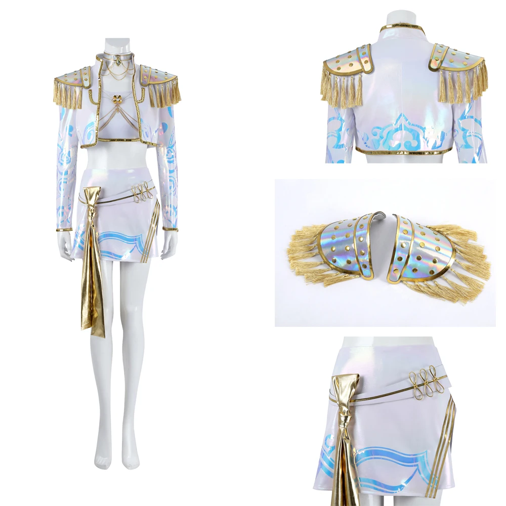 

High Quality KPop Mira White Singing Suit Women Halloween Carnival Party Role Playing Outfit Cosplay Costume