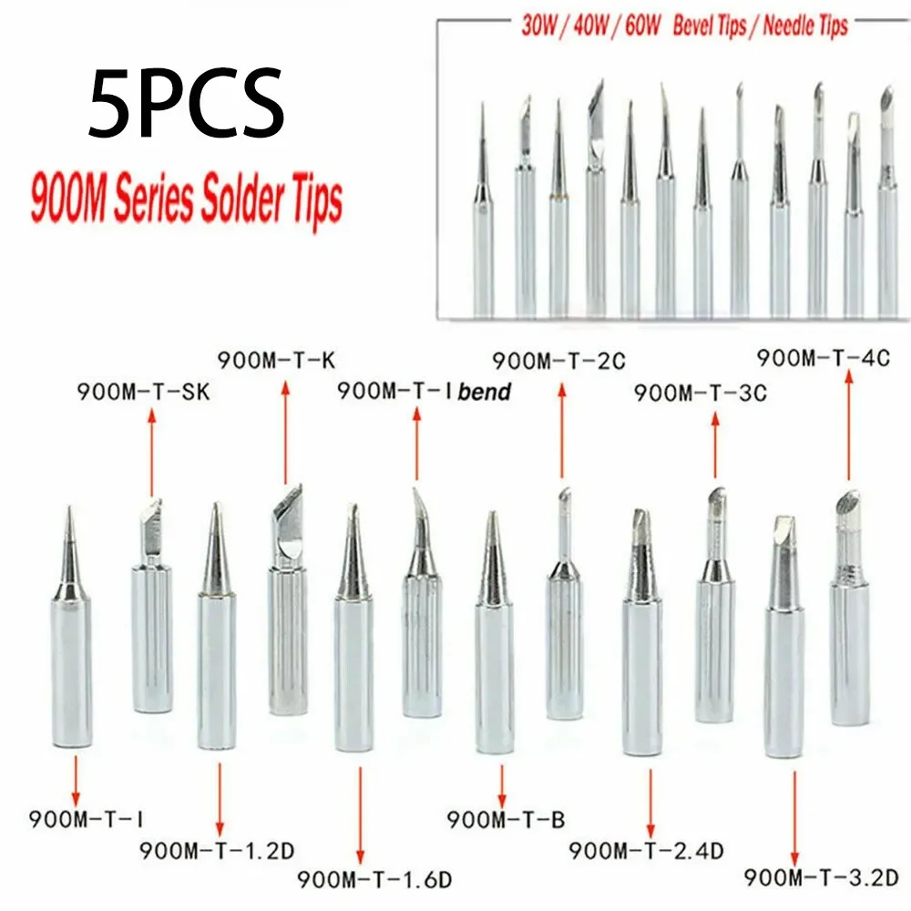 5 Pz 900M-T Punte per saldatore in rame puro IS/I/B/K/SK-2.4D/3.2D/1C/2C/3C/4C Punte per saldatura senza piombo Testa Strumenti di saldatura