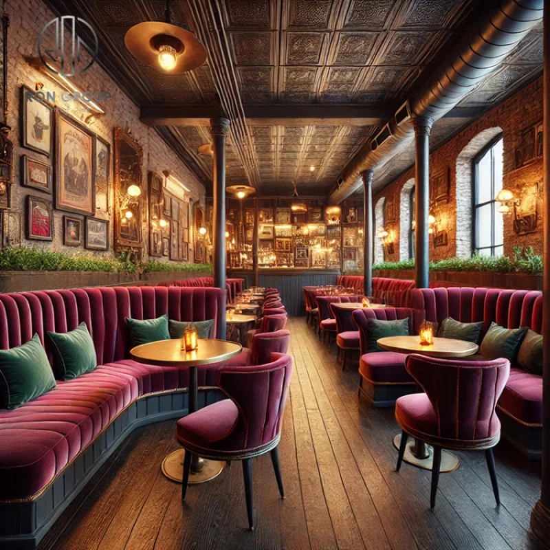 custom.Luxury Hotel Coffee Tea Shop Booth Seating Oak Wood square Cafe Leather Restaurant Sofa Furniture  Table and Chair