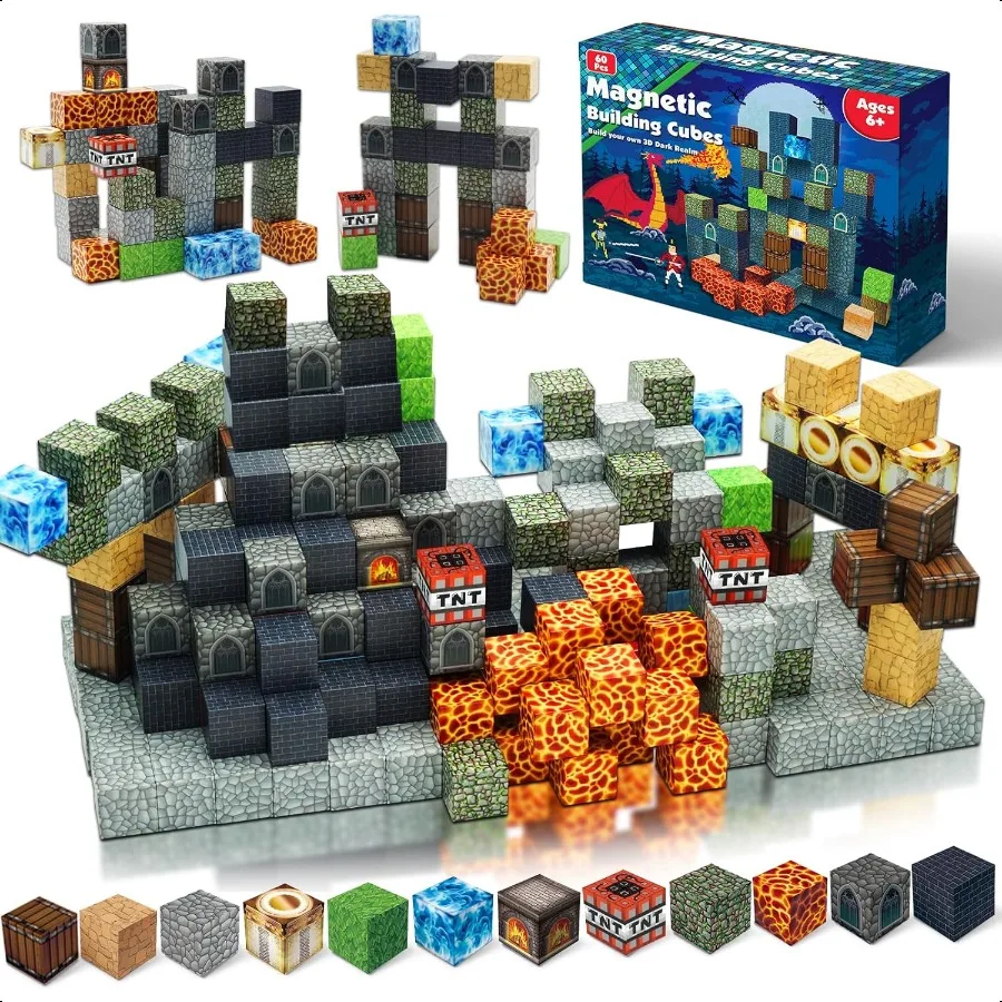 

Magnetic Blocks Build Magnetic Dark Castle Set Magnetics Toys for Montori Toddler Christmas Birthday Gifts STEM Sensory Toys fo