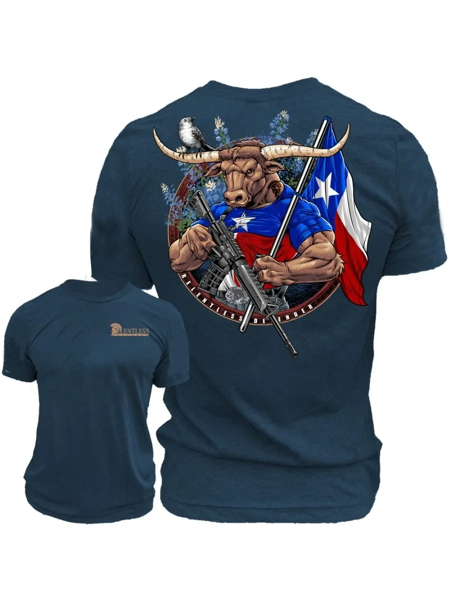 Creative Design Bull Warriors Texas Relentless Defender T-Shirt. Summer Cotton Short Sleeve O-Neck Men's T Shirt New S-3XL