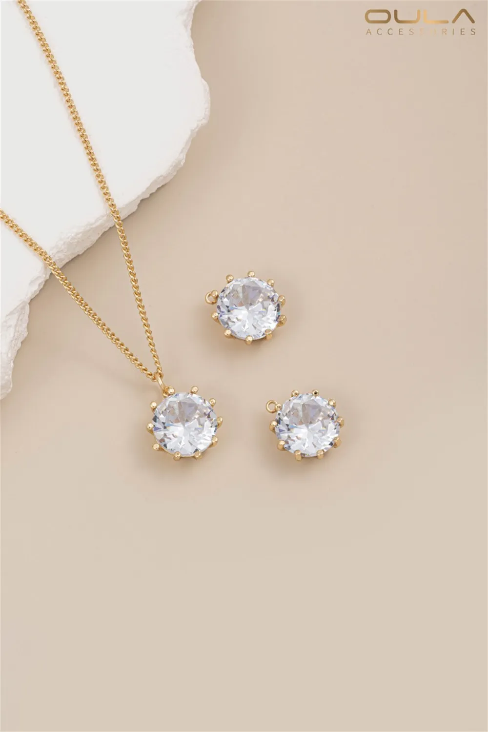 

1pcs Zirconia Pendant 14K Gold-plated 11mm Single Large Zirconia Pendant, Handcrafted Diy Jewelry Earrings Bracelet Pendant