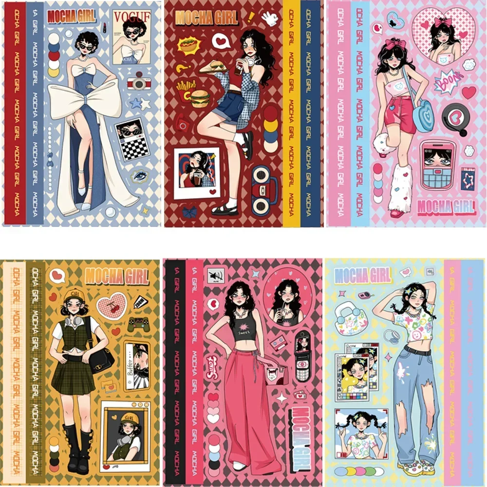 8pcs A Set Loli Girl Guka Character Sticker DIY Handbook Mobile Phone Case Decoration Korean Style Ins