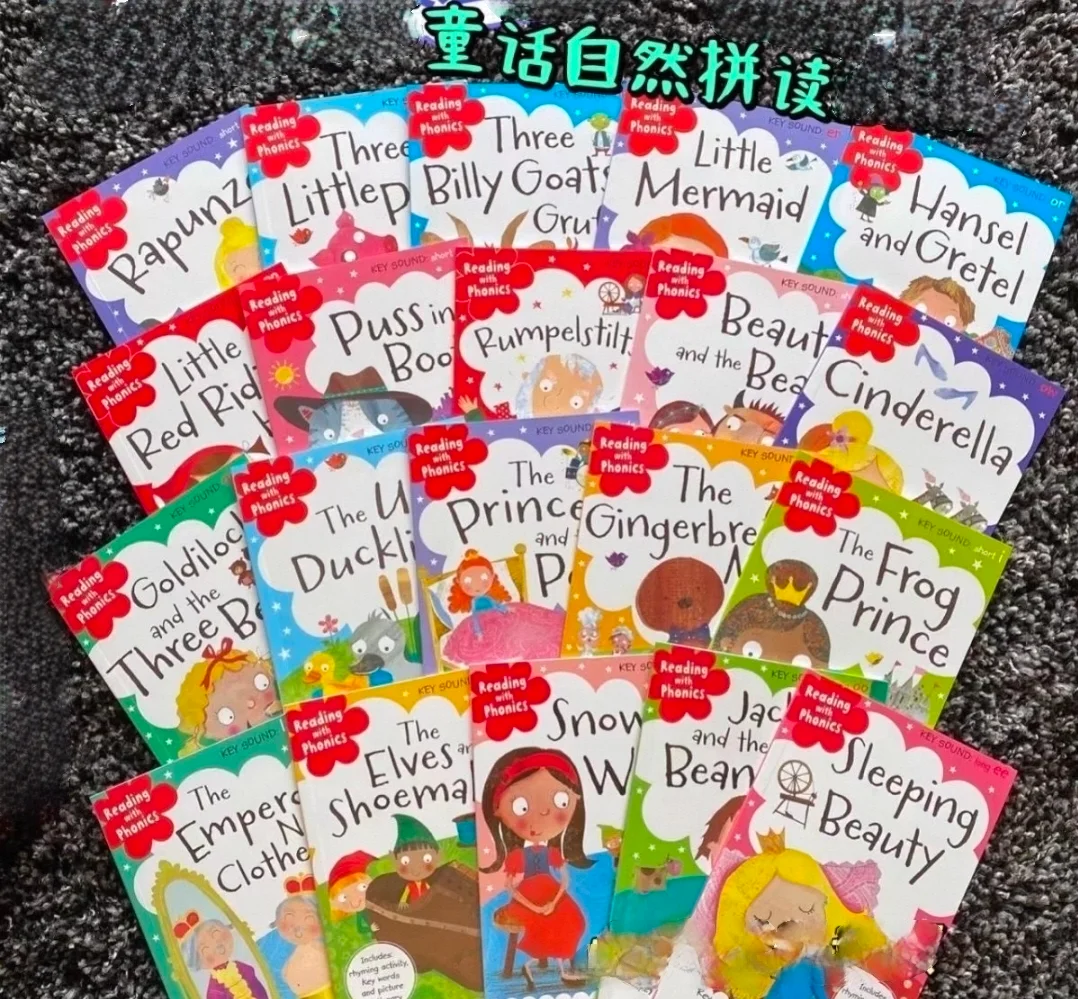 random 10 Books Reading with Phonics Fairy Tales Classic English Phonics Reading Books Kids Age 3-7 Educational Learn to Read