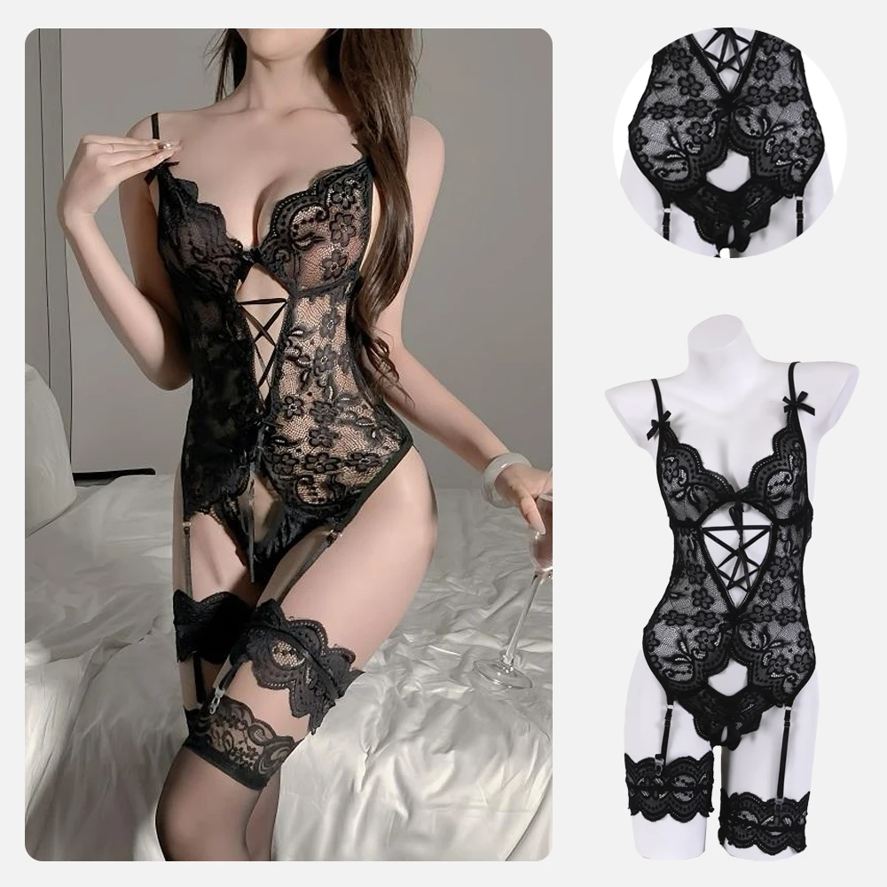 

Underwear Sexy Lingerie Set for Women Lace Thong Set Sleepwear Bandage Bra Sexy Lingeries Set for Woman Outfit