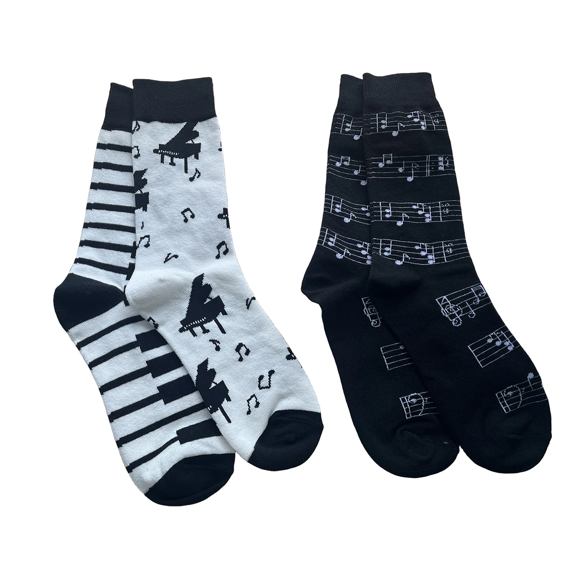 1 Pair Unisex Socks Piano Note Print Creative Comfy Mid Tube Socks Suit In All Seasons