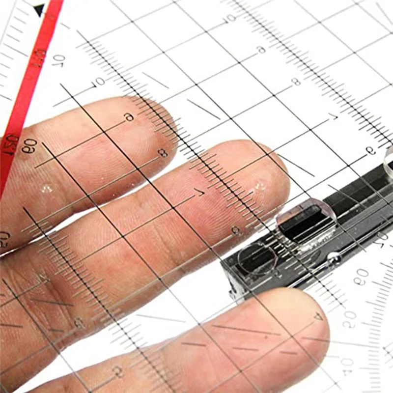 ABEO-30CM Drawing Triangle Ruler Plastic Drawing Design Ruler With Handle Protractor Measurement Ruler