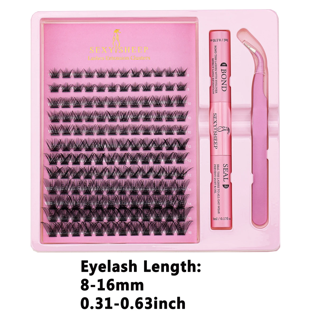 Lash Clusters Kit Wispy Natural Look 8-16mm DIY Lash Extension Kit C Curl Eyelash Clusters With Bond And Seal Lash Tweezer