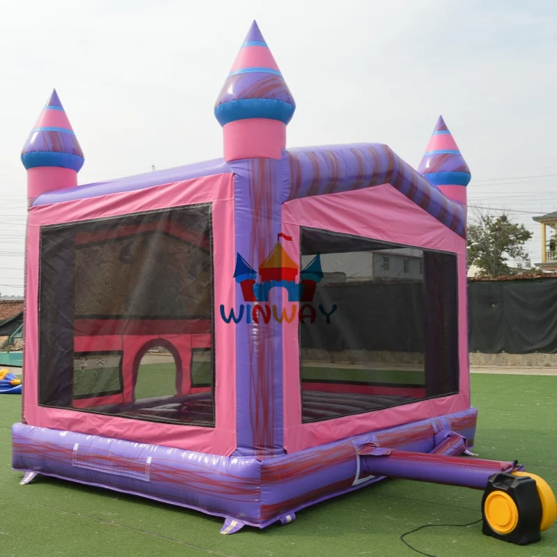 Commerical inflatable pink  bounce castle for children with different banners include best blower