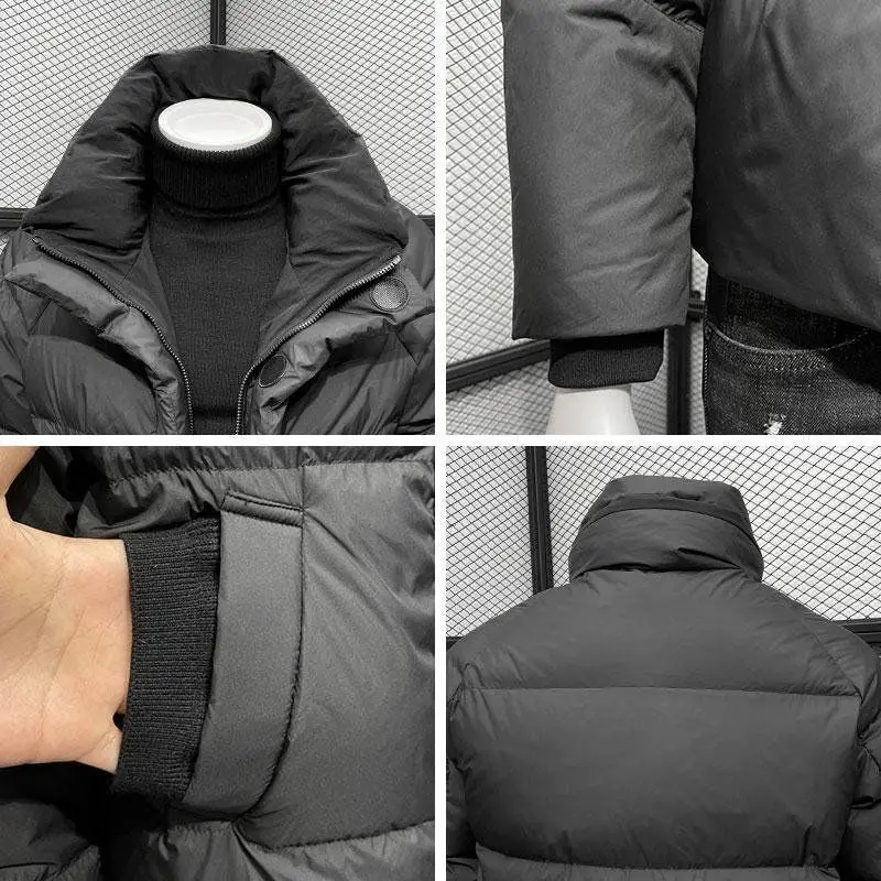 2023 New Men White Duck Down Jacket Winter Coat Frivolous Short Parkas Warm Pure Outwear Leisure Loose Fashion Overcoat