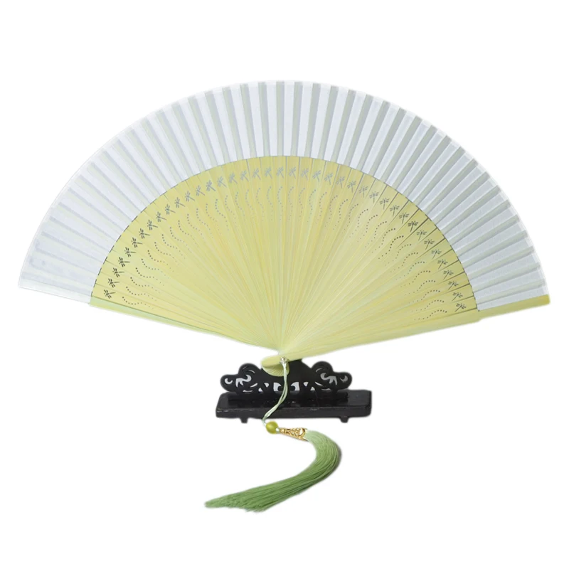 

Ladies Hanfu Fan New Chinese Style Carved Hollow Solid Color Folding Hand Fan Portable Woman Cheongsam Dance Performance Fan