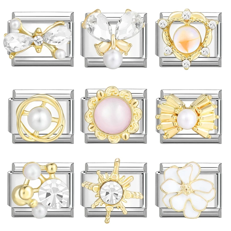 High Quality Love Wings Sun Flower Rabbit Italian Charm Links Fit 9mm Bracelet Stainless Steel Jewelry DIY Making Wholesale