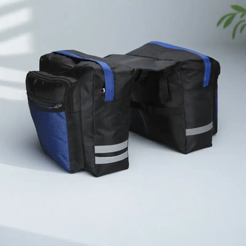 Multi-Functional Blue Bicycle Rear Seat Bag Bike Panniers Waterproof Cycling Trunk Shoulder Handbag Reflective Strip Storage