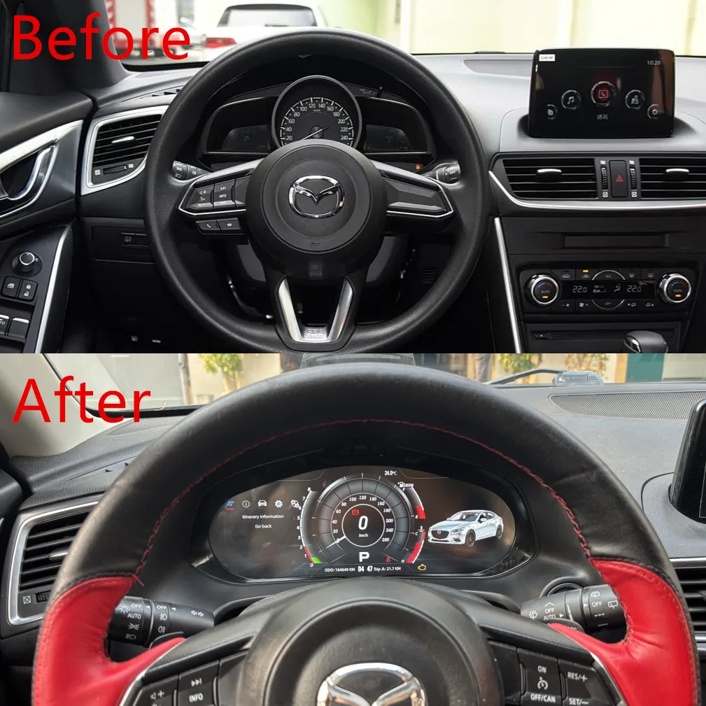 Upgrade LCD Digital Cluster Speedometer Instrument With Carplay New Auto Meter For Mzda Axela CX-4 2014-2019