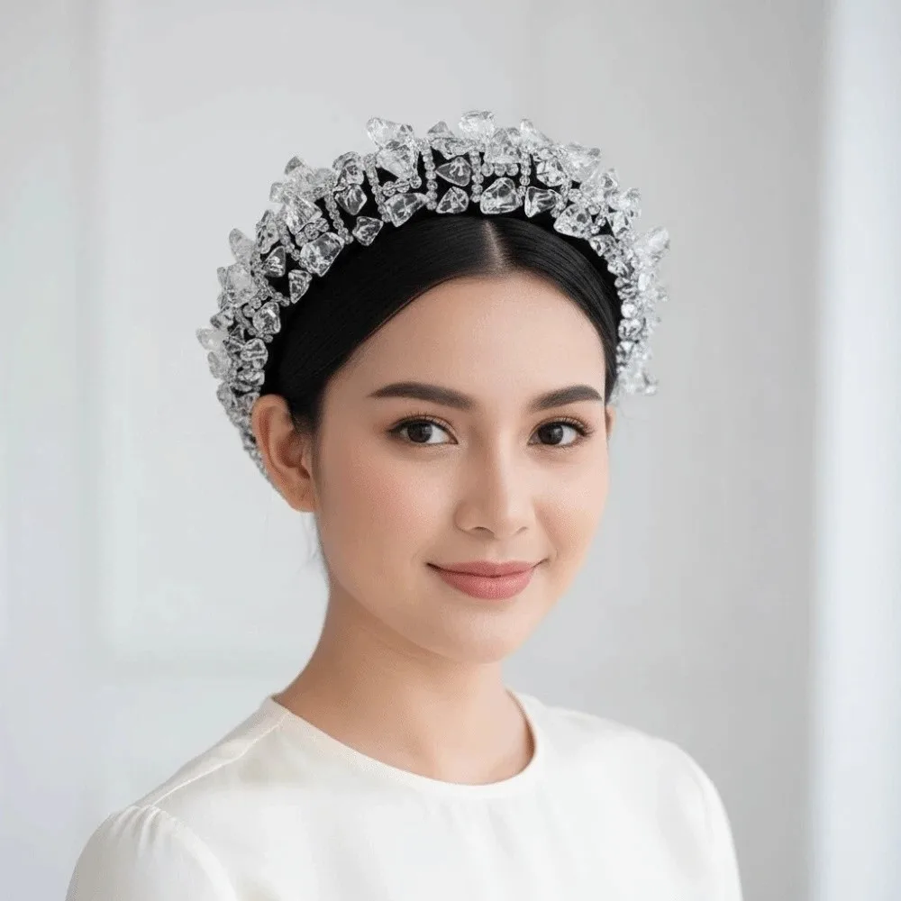 

Headwear Irregular Ice Block Hairband Gorgeous Waterproof Crystal Sponge Headband Rhinestone Sparkling Crystal Wide Hair Hoop