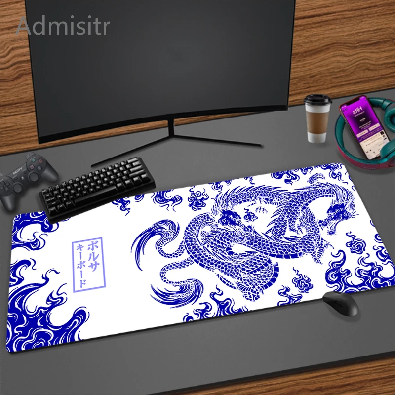 Gaming Mousepad Japanese Dragon Mouse Pad Gamer Big Mouse Mat Keyboard Mats Desk Pad XXL 90x40cm Desk Mat For Computer Mousepads