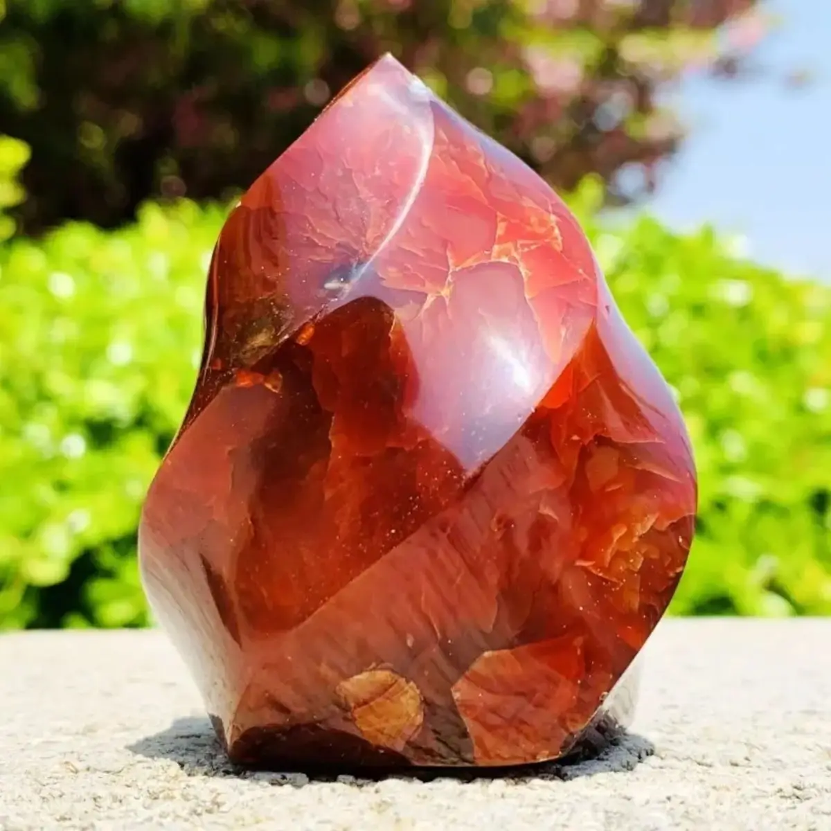 Natural red agate accompanying torch home decoration ornament