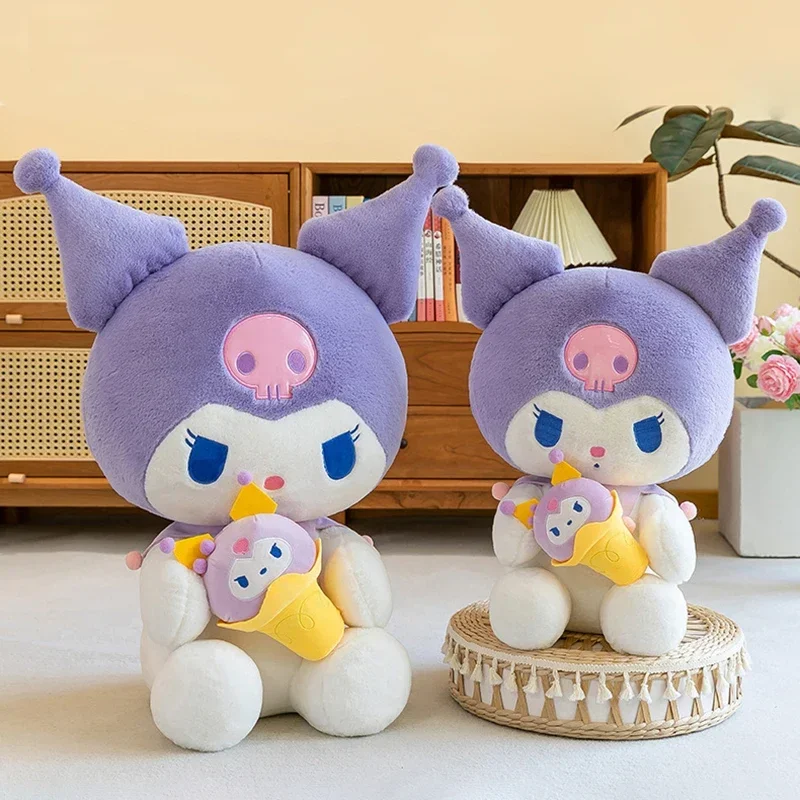 Sanrio kuromi brinquedos de pelúcia kawaii anime plushie bonecas sorvete roxo 40-100cm travesseiros de pelúcia macios presentes de natal para crianças