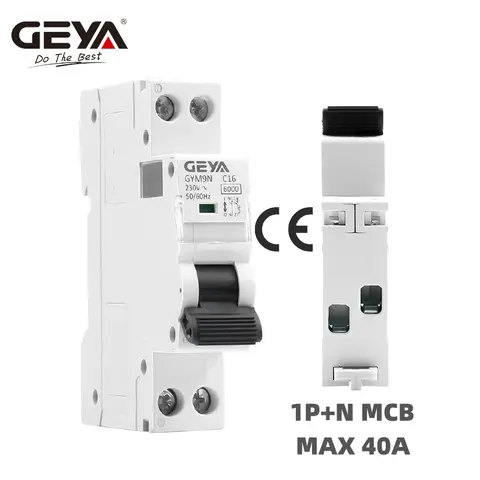 GEYA GYM9N 1P+N MCB 6A 10A 16A 20A 25A 32A 40A 220V AC 회로 차단기 6KA C 곡선 B 곡선 Best5