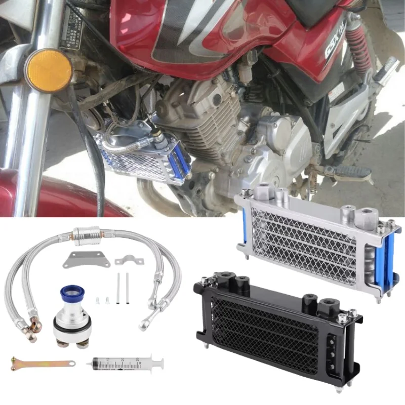 

65ML Motorcycle Oil Cooler Radiator System Kit Fit For Honda CB CG 100CC-250CC Engine With Left Bottom Filter Cap