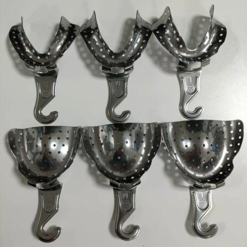 

Стоматологические слепочные лотки из нержавеющей стали, верхний и нижний автоклавируемый лоток для зубов, держатель для зубов, лабораторное оборудование, инструмент для стоматолога