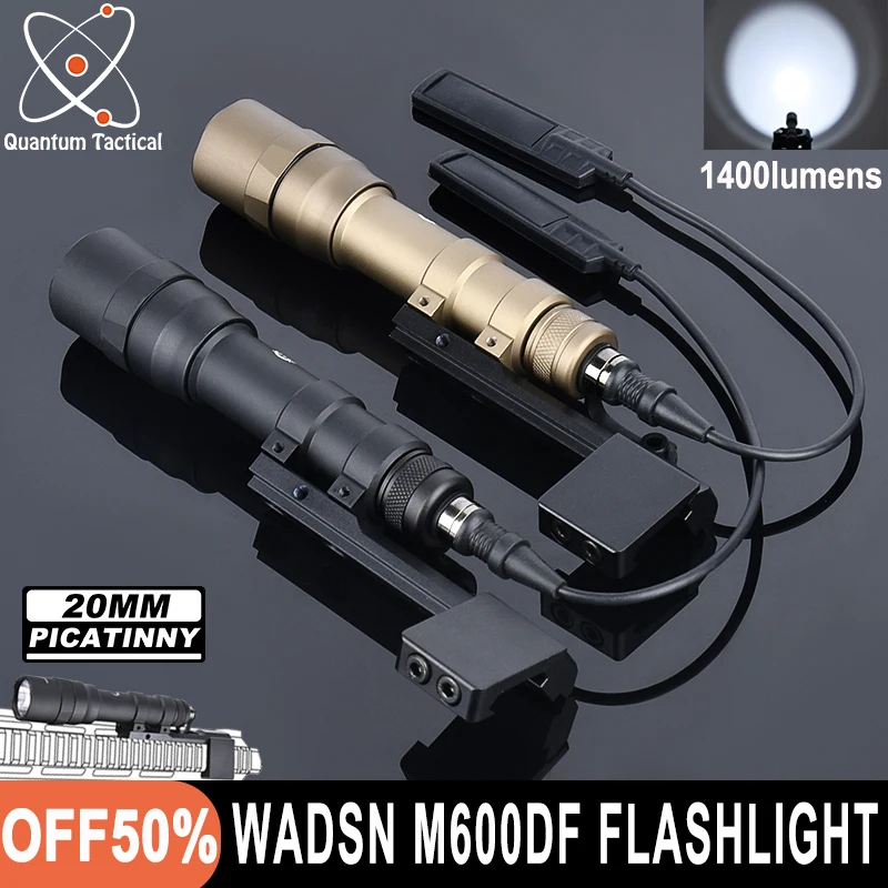 Wadsn 1400Lumens M600DF Flashlight Offset Fixed Mount Set High Power White LED Spotlight Hunting Light Scout Base Fit 20MM Rail