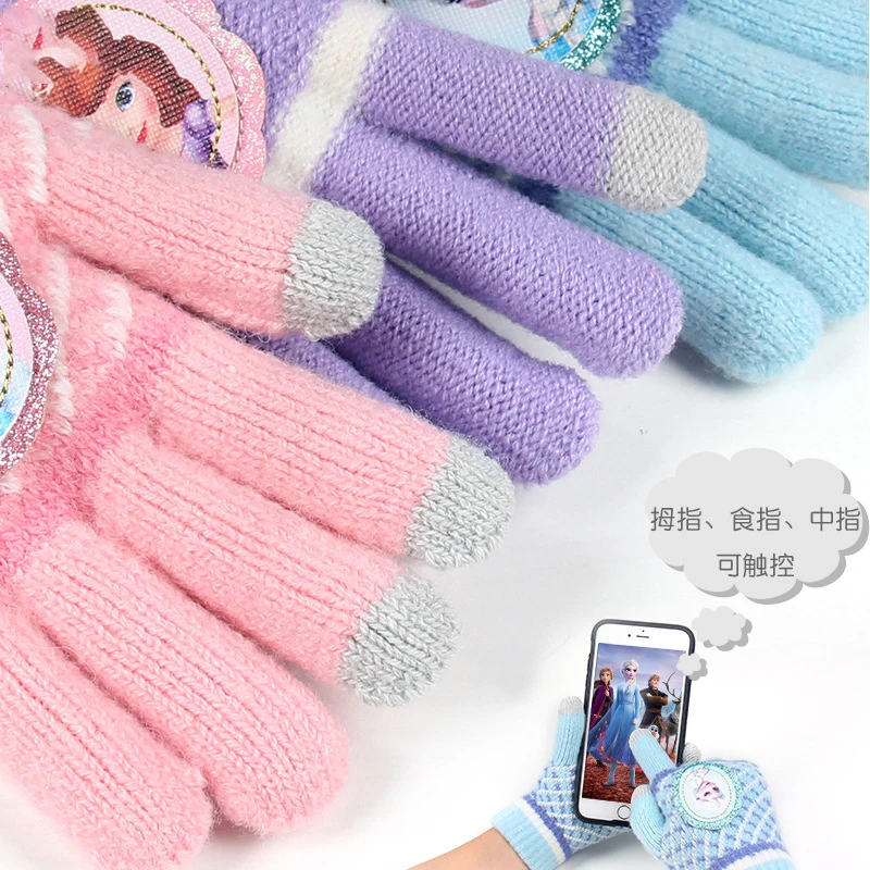 جديد الكرتون ل إلسا الأميرة قفازات خمسة أصابع الأطفال قفازات الشتاء الدفء الفتيات طفل منفصلة إصبع لطيف هدية #3