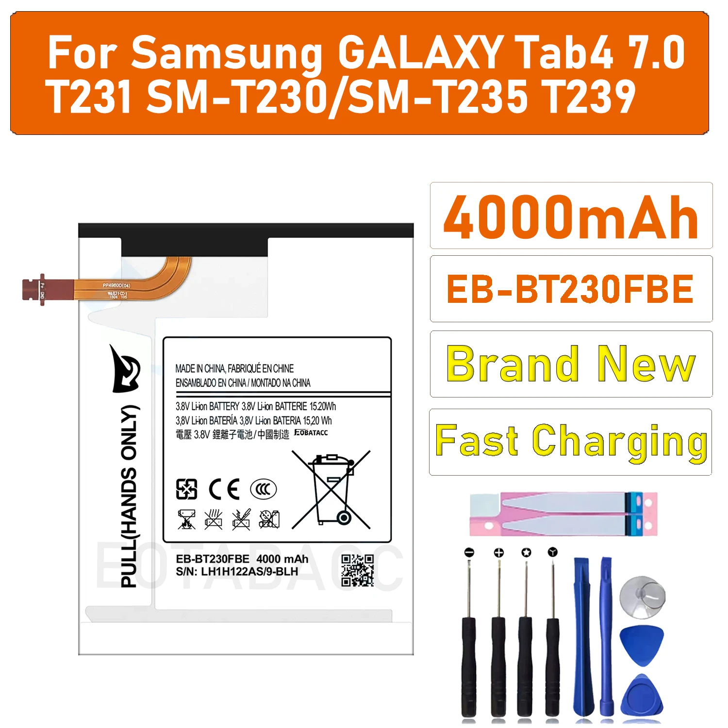 

2025 years New Tablet EB-BT230FBE 4000mAh Battery For Samsung Galaxy Tab 4 7.0" SM-T230/T231/T235